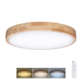 Світлодіодний стельовий світильник з регулюванням яскравості SOLID OAK LED/48W/230V 3000-6500K дуб діаметр 39 см + пульт дистанційного керування