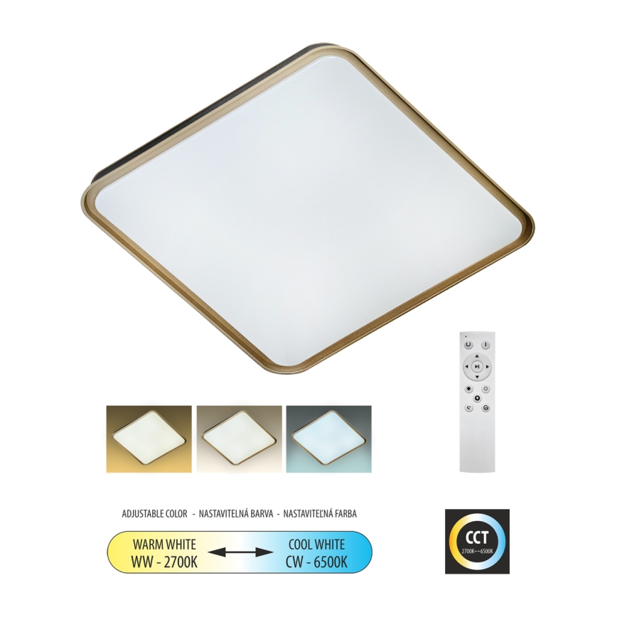 Світлодіодний стельовий світильник з регулюванням яскравості UNA LED/60W/230V 2700-6500K 50x50 см + пульт дистанційного керування