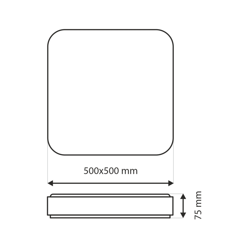 Світлодіодний стельовий світильник з регулюванням яскравості UNA LED/60W/230V 2700-6500K 50x50 см + пульт дистанційного керування