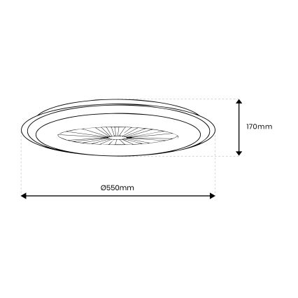 Світлодіодний стельовий світильник з вентилятором та регулюванням яскравості ARIA LED/38W/230V 3000-6000K чорний/білий + пульт дистанційного керування