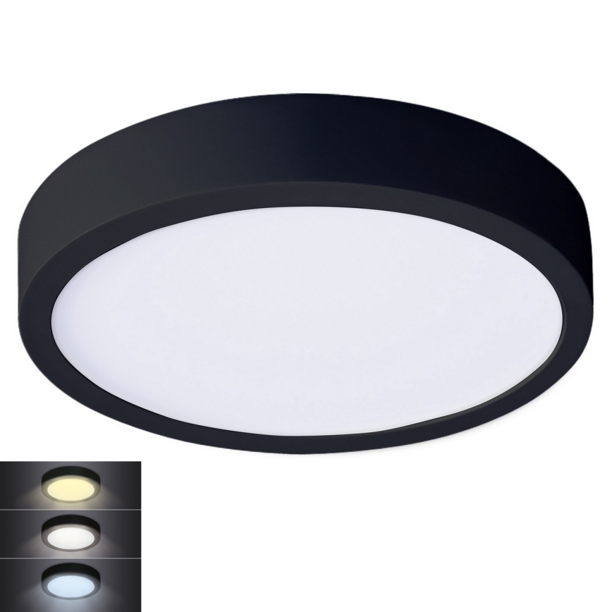 Світлодіодний стельвий світильник LED/24W/230V 3000/4000/6000K чорний круглий