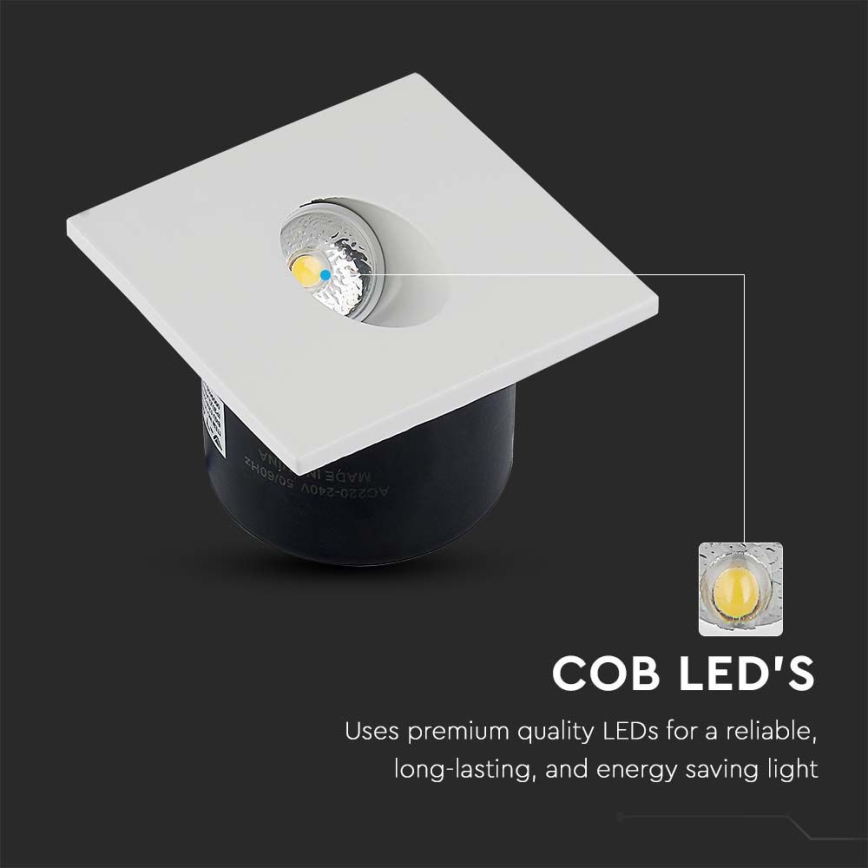 Світлодіодний світильник для сходів LED/3W/230V 4000K білий