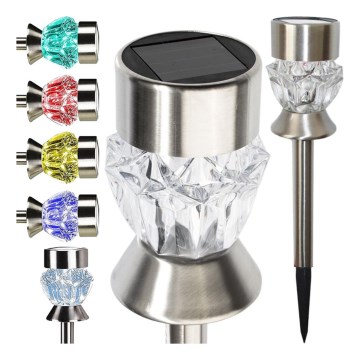 Світлодіодний світильник на сонячній батареї CRYSTAL 2xLED-RGB/0,02W/1xAAA матовий хром IP44