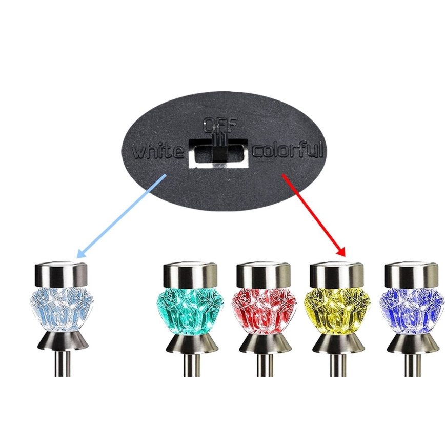 Світлодіодний світильник на сонячній батареї CRYSTAL 2xLED-RGB/0,02W/1xAAA матовий хром IP44
