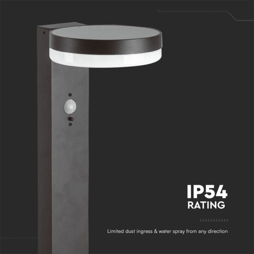 Світлодіодний світильник на сонячній батареї з датчиком LED/2W/3,7V IP54 3000K 2200 mAh круглий чорний