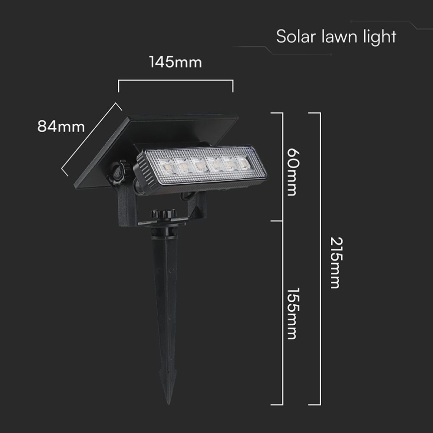 Світлодіодний світильник на сонячній батареї 2в1 LED/0,9W/3,7V 3000K IP65 1200 mAh чорний