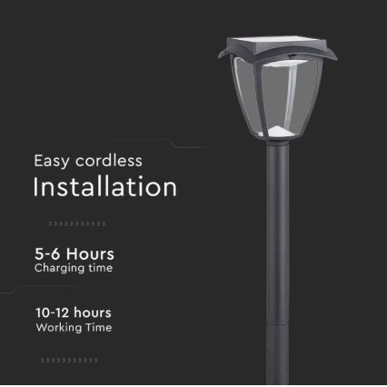 Світлодіодний світильник на сонячній батареї LED/2W/230V 93 см 3000/6000K IP65 2200 mAh