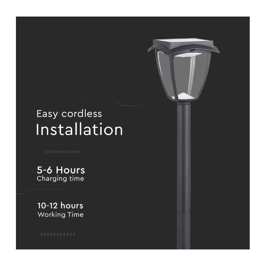 Світлодіодний світильник на сонячній батареї LED/2W/230V 93 см 3000/6000K IP65 2200 mAh