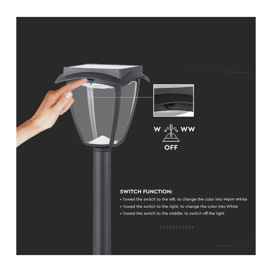 Світлодіодний світильник на сонячній батареї LED/2W/230V 93 см 3000/6000K IP65 2200 mAh