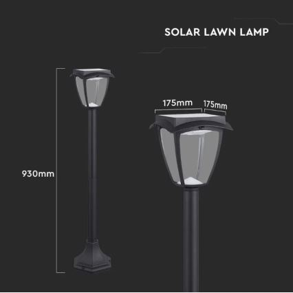 Світлодіодний світильник на сонячній батареї LED/2W/230V 93 см 3000/6000K IP65 2200 mAh