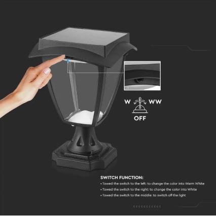 Світлодіодний світильник на сонячній батареї LED/2W/3,7V 3000/6000K IP65