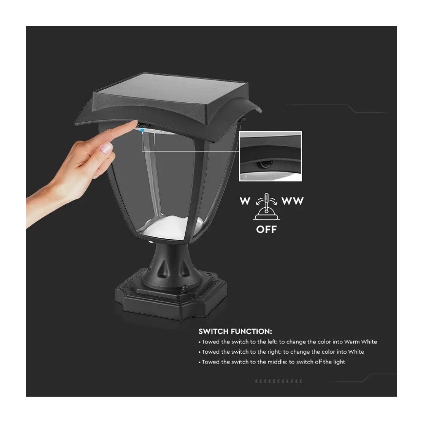 Світлодіодний світильник на сонячній батареї LED/2W/3,7V 3000/6000K IP65