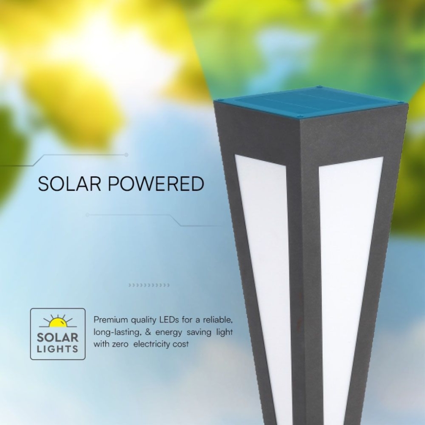 Світлодіодний світильник на сонячній батареї LED/2W/3,7V IP65 3000K чорний + пульт дистанційного керування