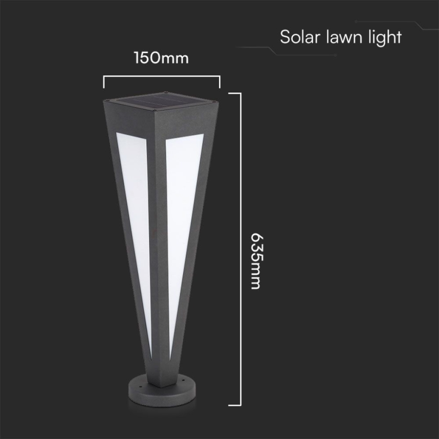 Світлодіодний світильник на сонячній батареї LED/2W/3,7V IP65 3000K чорний + пульт дистанційного керування
