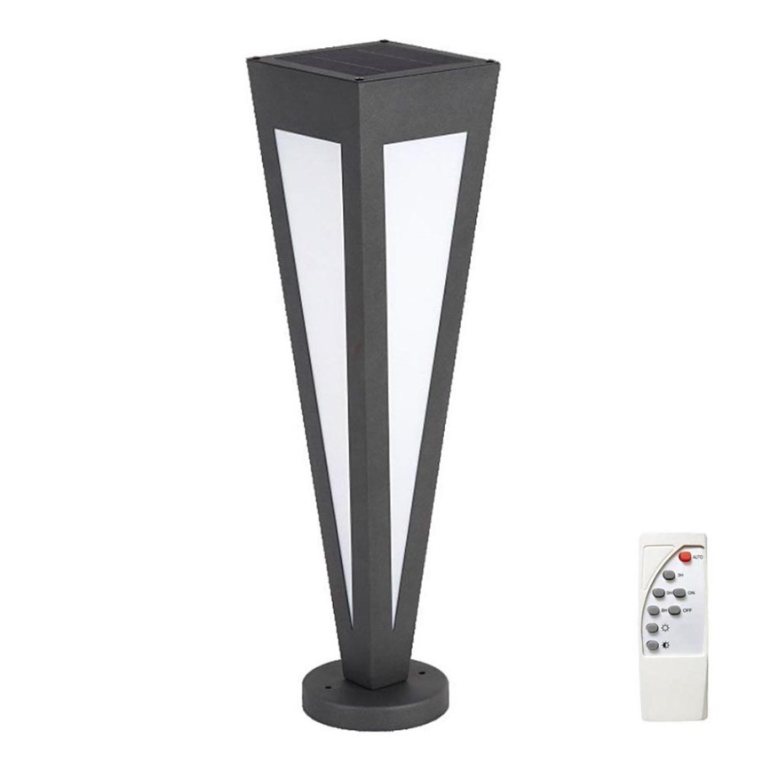 Світлодіодний світильник на сонячній батареї LED/2W/3,7V IP65 3000K чорний + пульт дистанційного керування