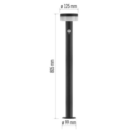 Світлодіодний світильник на сонячній батареї з датчиком LED/2W/3,7V 1200 mAh IP44 80 см
