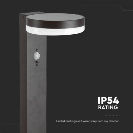 Світлодіодний світильник на сонячній батареї з датчиком LED/2W/3,7V IP54 3000K круглий чорний