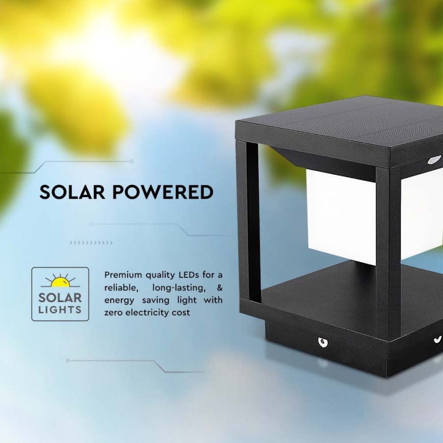 Світлодіодний світильник на сонячній батареї з датчиком LED/2W/5,5V 3000K IP65 чорний