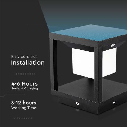 Світлодіодний світильник на сонячній батареї з датчиком LED/2W/5,5V 3000K IP65 чорний