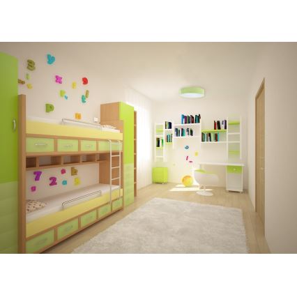 Світлодіодний світильник з регулюванням яскравості SMART GALAXY KIDS LED/24W/230V 3000-6500K в крапочку зелений/білий + дистанційне керування