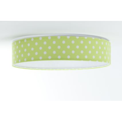 Світлодіодний світильник з регулюванням яскравості SMART GALAXY KIDS LED/24W/230V 3000-6500K в крапочку зелений/білий + дистанційне керування