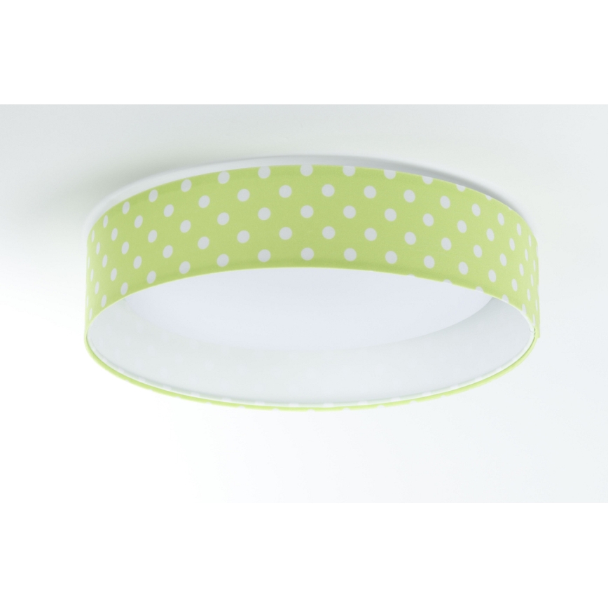 Світлодіодний світильник з регулюванням яскравості SMART GALAXY KIDS LED/24W/230V 3000-6500K в крапочку зелений/білий + дистанційне керування