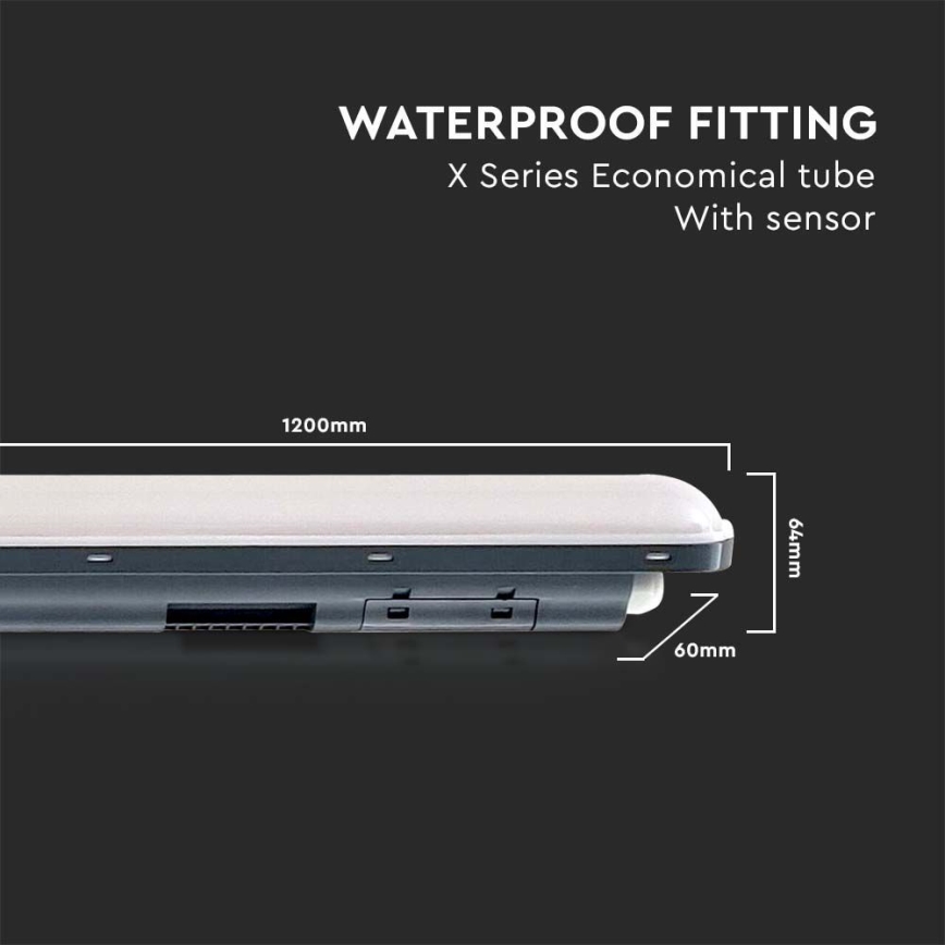 Світлодіодний технічний люмінесцентний світильник з датчиком  X-SERIES LED/36W/230V 6500K 120 см IP65