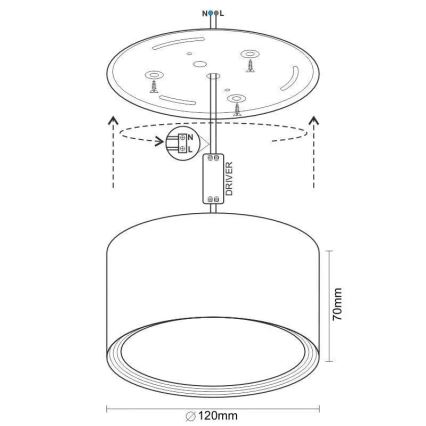 Світлодіодний точковий світильник LED/14W/230V 4000K діаметр 12 см чорний