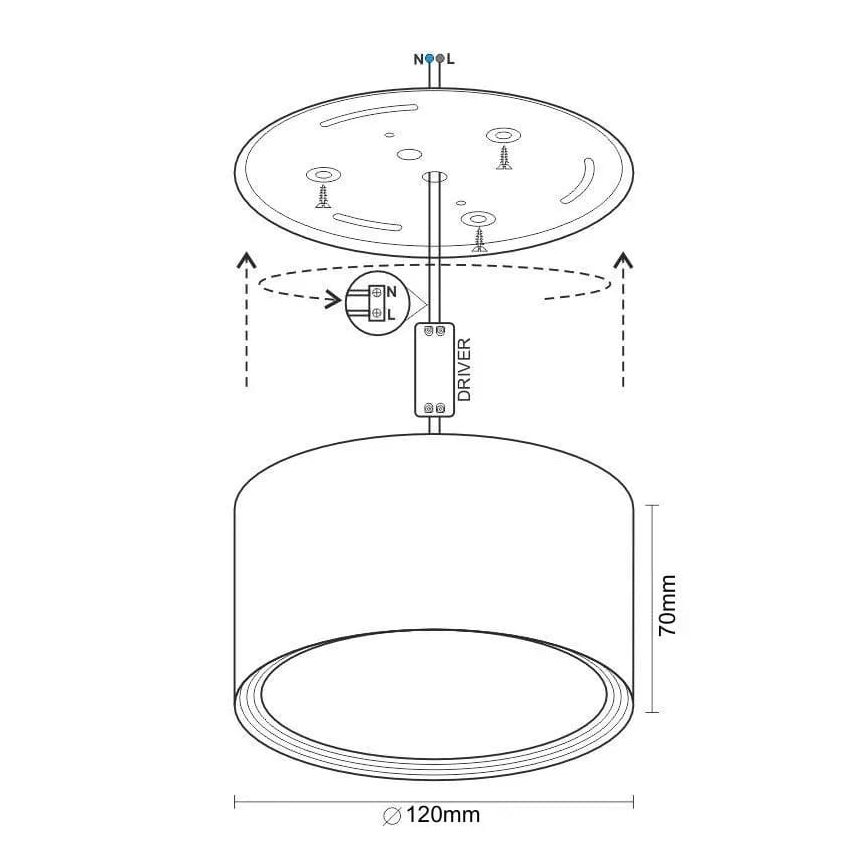 Світлодіодний точковий світильник LED/14W/230V 4000K діаметр 12 см чорний