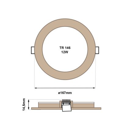 Світлодіодний вбудований світильник CIRCLE LED/12W/230V 4200K діаметр 16,7 см коричневий