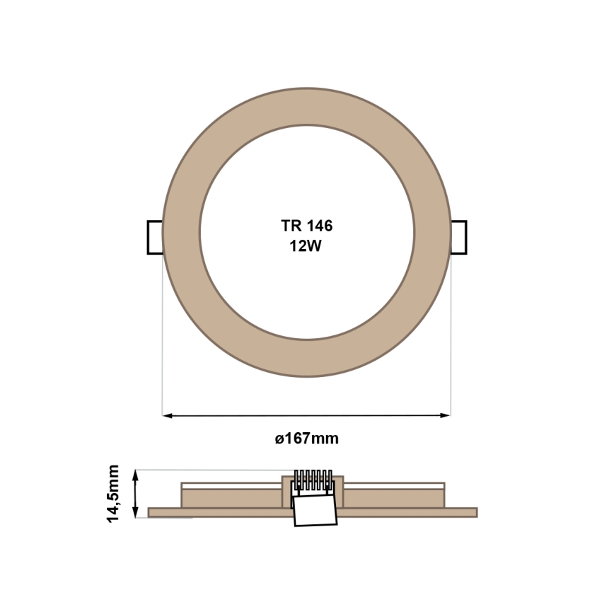 Світлодіодний вбудований світильник CIRCLE LED/12W/230V 4200K діаметр 16,7 см коричневий
