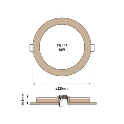 Світлодіодний вбудований світильник CIRCLE LED/18W/230V 4200K діаметр 22 см коричневий