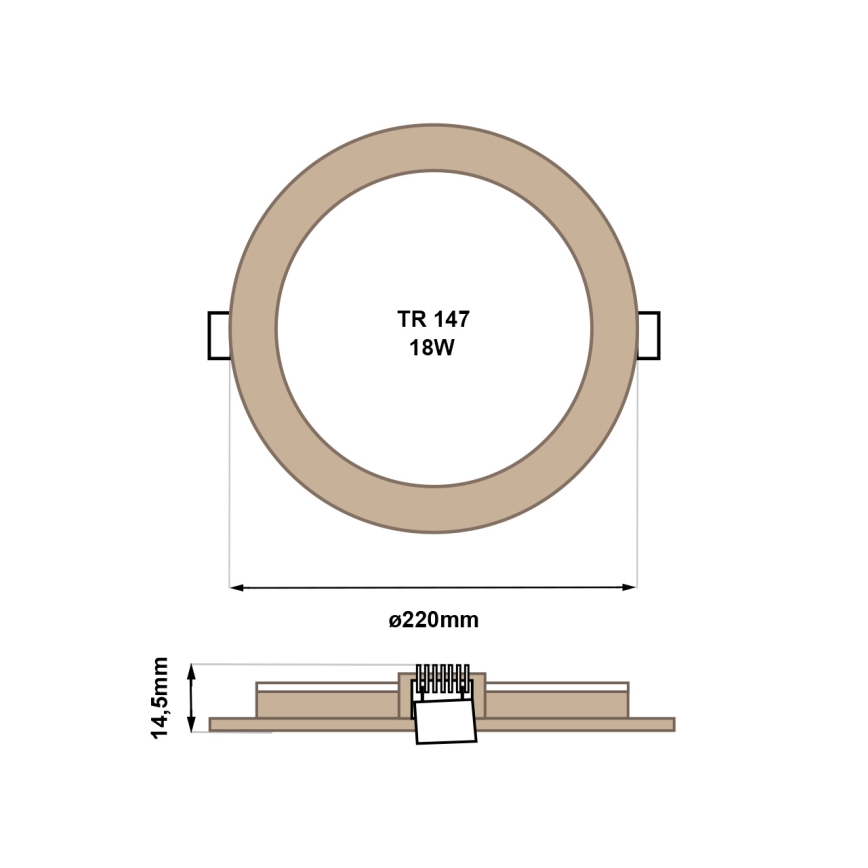 Світлодіодний вбудований світильник CIRCLE LED/18W/230V 4200K діаметр 22 см коричневий