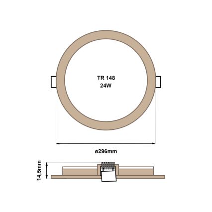 Світлодіодний вбудований світильник CIRCLE LED/24W/230V 4200K діаметр 29,6 см коричневий