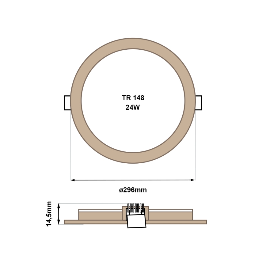 Світлодіодний вбудований світильник CIRCLE LED/24W/230V 4200K діаметр 29,6 см коричневий