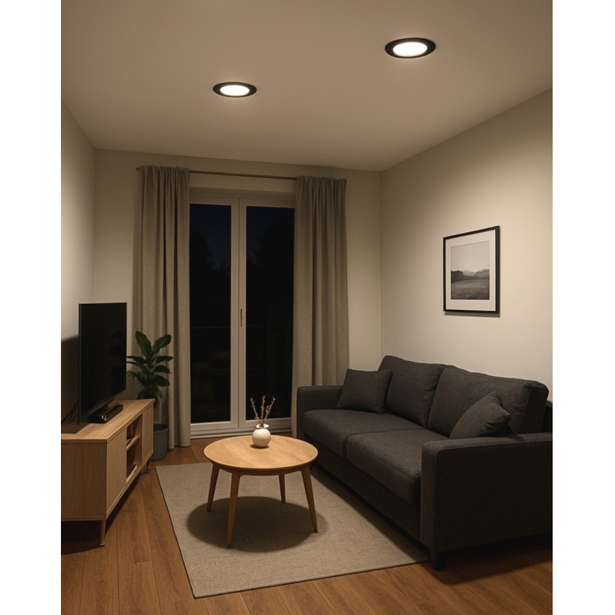 Світлодіодний вбудований світильник CIRCLE LED/6W/230V 4000K діаметр 12 см чорний