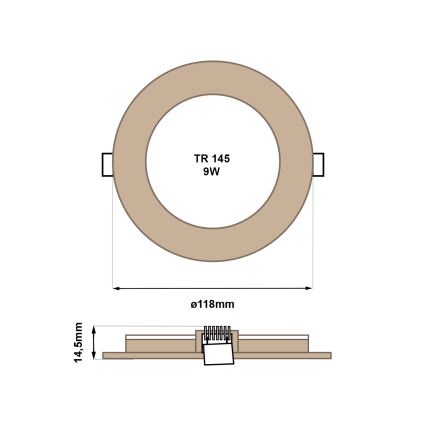 Світлодіодний вбудований світильник CIRCLE LED/6W/230V 4200K діаметр 11,8 см коричневий