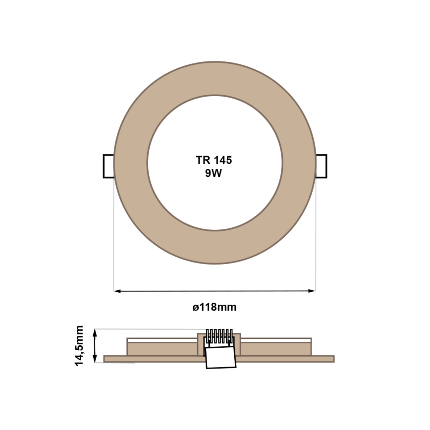 Світлодіодний вбудований світильник CIRCLE LED/6W/230V 4200K діаметр 11,8 см коричневий