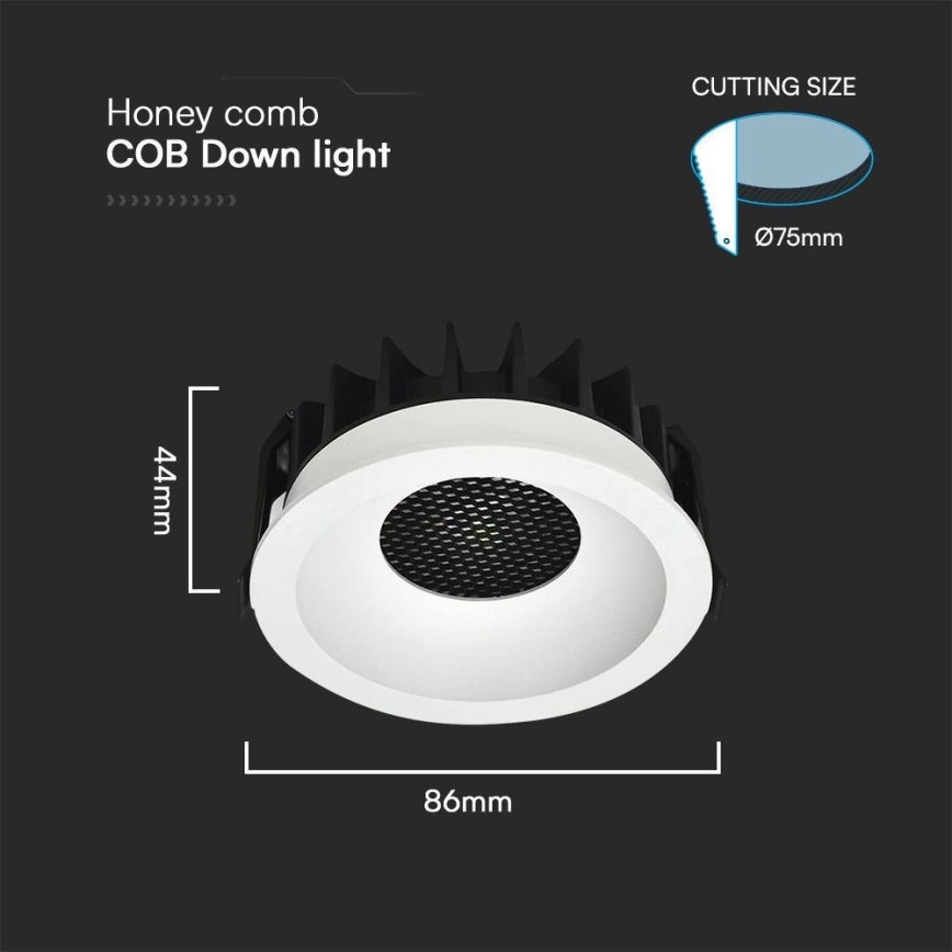 Світлодіодний вбудований світильник LED/12W/230V 3000/4000/6400K ø 8,6 см білий