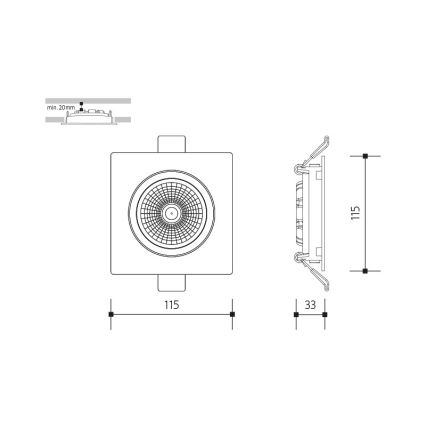 Світлодіодний вбудований світильник LED/18W/230V 3000K 11,5x11,5 см чорний