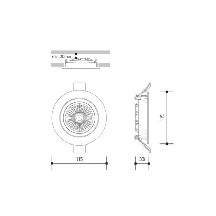 Світлодіодний вбудований світильник LED/18W/230V 3000K діаметр 11,5 см чорний