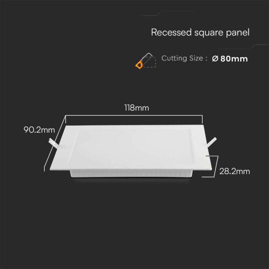 Світлодіодний вбудований світильник LED/3W/230V 9x9 см 3000K білий