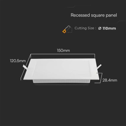Світлодіодний вбудований світильник LED/6W/230V 12x12 см 3000K білий