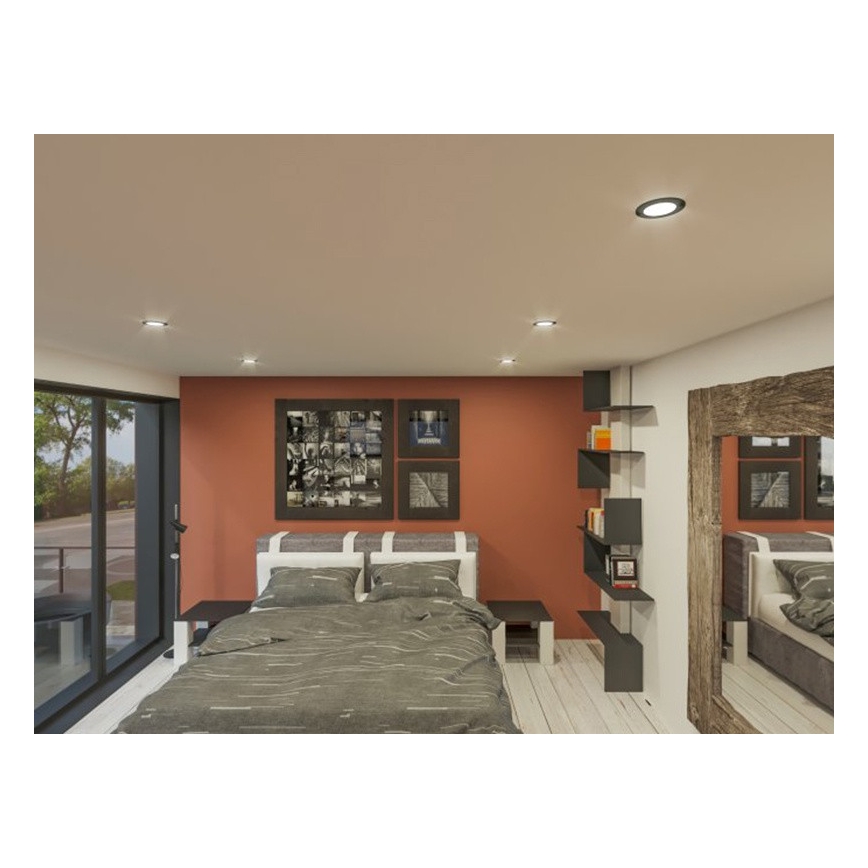 Світлодіодний вбудований світильник LED/6W/230V 3000K діаметр 8,5 см чорний