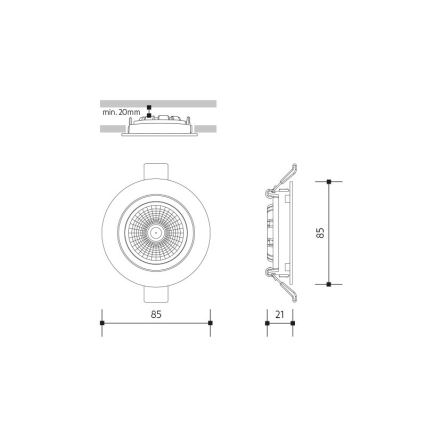 Світлодіодний вбудований світильник LED/6W/230V 3000K діаметр 8,5 см чорний