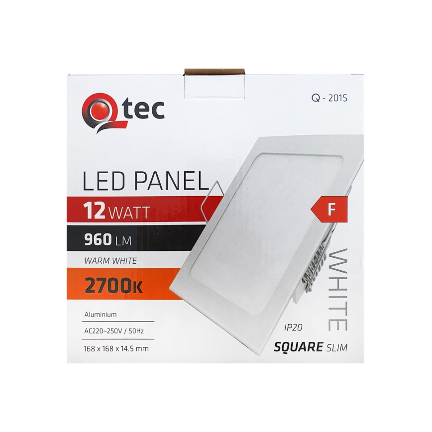Світлодіодний вбудований світильник QTEC LED/12W/230V 2700K 16,8x16,8 см