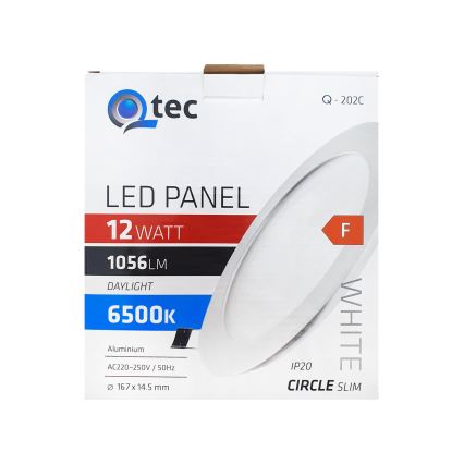 Світлодіодний вбудований світильник QTEC LED/12W/230V 6500K діаметр 16,7 см