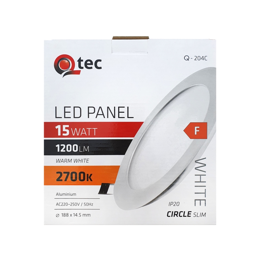 Світлодіодний вбудований світильник QTEC LED/15W/230V 2700K діаметр 18,8 см