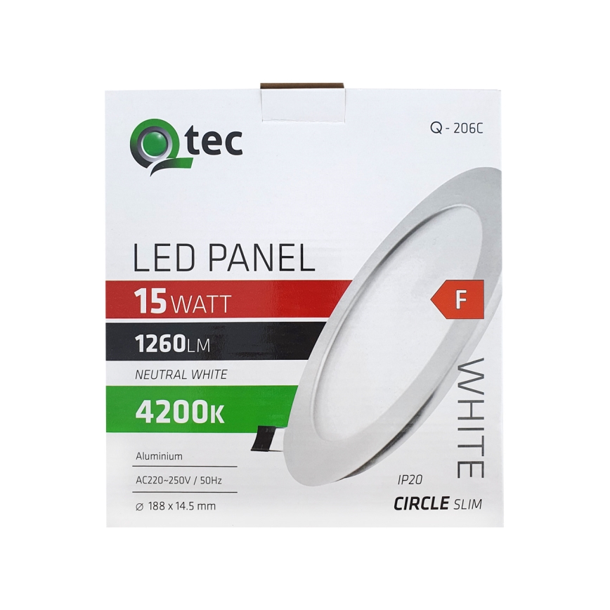 Світлодіодний вбудований світильник QTEC LED/15W/230V 4200K діаметр 18,8 см