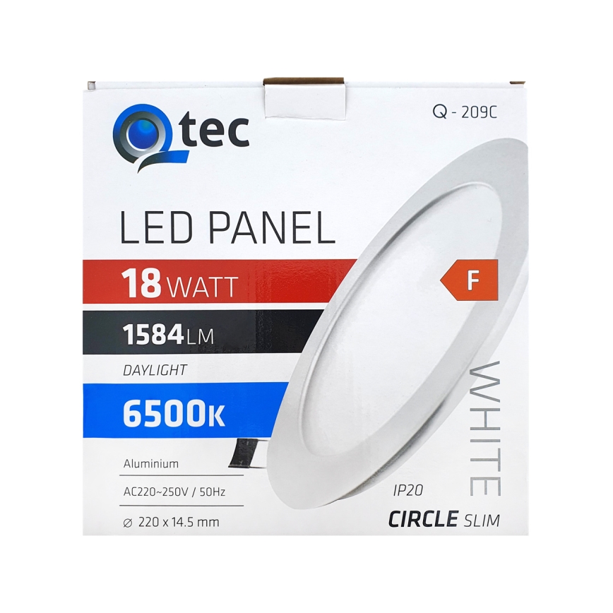 Світлодіодний вбудований світильник QTEC LED/18W/230V 6500K діаметр 22 см